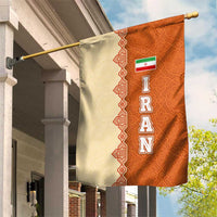Iran Heritage Garden Flag with Traditional Pattern and Royal Emblem Design