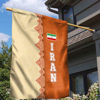 Iran Heritage Garden Flag with Traditional Pattern and Royal Emblem Design