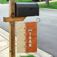 Iran Heritage Garden Flag with Traditional Pattern and Royal Emblem Design