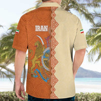 Iran Heritage Hawaiian Shirt with Traditional Pattern and Royal Emblem Design