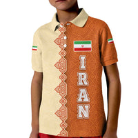 Iran Heritage Kid Polo Shirt with Traditional Pattern and Royal Emblem Design