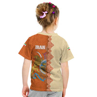 Iran Heritage Kid T Shirt with Traditional Pattern and Royal Emblem Design
