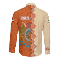 Iran Heritage Long Sleeve Button Shirt with Traditional Pattern and Royal Emblem Design