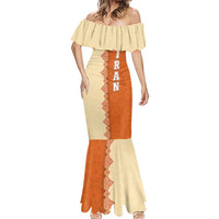 Iran Heritage Mermaid Dress with Traditional Pattern and Royal Emblem Design