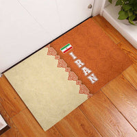 Iran Heritage Rubber Doormat with Traditional Pattern and Royal Emblem Design