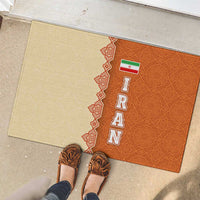 Iran Heritage Rubber Doormat with Traditional Pattern and Royal Emblem Design
