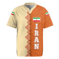 Iran Heritage Rugby Jersey with Traditional Pattern and Royal Emblem Design