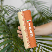 Iran Heritage Skinny Tumbler with Traditional Pattern and Royal Emblem Design