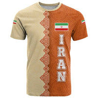 Iran Heritage T Shirt with Traditional Pattern and Royal Emblem Design