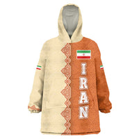 Iran Heritage Wearable Blanket Hoodie with Traditional Pattern and Royal Emblem Design