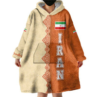 Iran Heritage Wearable Blanket Hoodie with Traditional Pattern and Royal Emblem Design