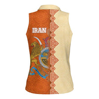 Iran Heritage Women Sleeveless Polo Shirt with Traditional Pattern and Royal Emblem Design
