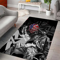 Hip Hop Graffiti Area Rug with Rapper Portrait and American Flag Street Art - Wonder Print Shop