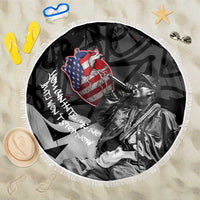 Hip Hop Graffiti Beach Blanket with Rapper Portrait and American Flag Street Art - Wonder Print Shop