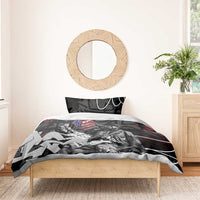 Hip Hop Graffiti Bedding Set with Rapper Portrait and American Flag Street Art - Wonder Print Shop