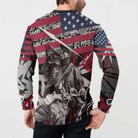 Hip Hop Graffiti Button Sweatshirt with Rapper Portrait and American Flag Street Art - Wonder Print Shop