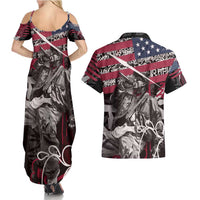 Hip Hop Graffiti Couples Matching Summer Maxi Dress and Hawaiian Shirt with Rapper Portrait and American Flag Street Art - Wonder Print Shop