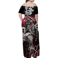 Hip Hop Graffiti Family Matching Off Shoulder Maxi Dress and Hawaiian Shirt with Rapper Portrait and American Flag Street Art - Wonder Print Shop