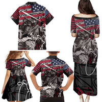Hip Hop Graffiti Family Matching Puletasi and Hawaiian Shirt with Rapper Portrait and American Flag Street Art - Wonder Print Shop