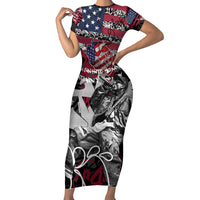 Hip Hop Graffiti Family Matching Short Sleeve Bodycon Dress and Hawaiian Shirt with Rapper Portrait and American Flag Street Art - Wonder Print Shop