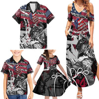 Hip Hop Graffiti Family Matching Summer Maxi Dress and Hawaiian Shirt with Rapper Portrait and American Flag Street Art - Wonder Print Shop