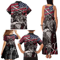 Hip Hop Graffiti Family Matching Tank Maxi Dress and Hawaiian Shirt with Rapper Portrait and American Flag Street Art - Wonder Print Shop
