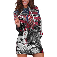 Hip Hop Graffiti Hoodie Dress with Rapper Portrait and American Flag Street Art - Wonder Print Shop