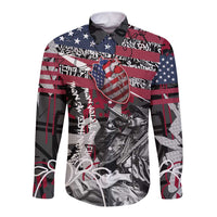 Hip Hop Graffiti Long Sleeve Button Shirt with Rapper Portrait and American Flag Street Art - Wonder Print Shop