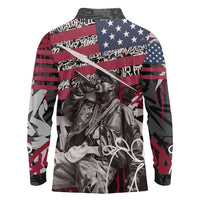 Hip Hop Graffiti Long Sleeve Polo Shirt with Rapper Portrait and American Flag Street Art - Wonder Print Shop