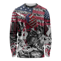 Hip Hop Graffiti Long Sleeve Shirt with Rapper Portrait and American Flag Street Art - Wonder Print Shop