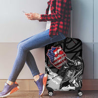 Hip Hop Graffiti Luggage Cover with Rapper Portrait and American Flag Street Art - Wonder Print Shop