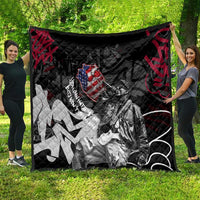 Hip Hop Graffiti Quilt with Rapper Portrait and American Flag Street Art - Wonder Print Shop
