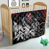Hip Hop Graffiti Quilt with Rapper Portrait and American Flag Street Art - Wonder Print Shop