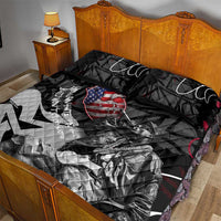Hip Hop Graffiti Quilt Bed Set with Rapper Portrait and American Flag Street Art - Wonder Print Shop