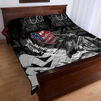Hip Hop Graffiti Quilt Bed Set with Rapper Portrait and American Flag Street Art - Wonder Print Shop