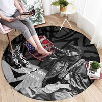 Hip Hop Graffiti Round Carpet with Rapper Portrait and American Flag Street Art - Wonder Print Shop