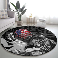 Hip Hop Graffiti Round Carpet with Rapper Portrait and American Flag Street Art - Wonder Print Shop