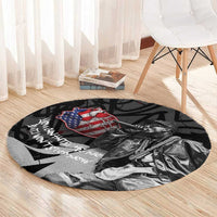 Hip Hop Graffiti Round Carpet with Rapper Portrait and American Flag Street Art - Wonder Print Shop