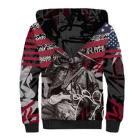 Hip Hop Graffiti Sherpa Hoodie with Rapper Portrait and American Flag Street Art - Wonder Print Shop