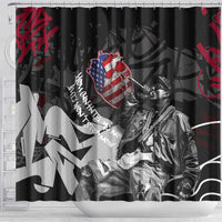 Hip Hop Graffiti Shower Curtain with Rapper Portrait and American Flag Street Art - Wonder Print Shop