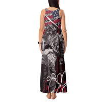 Hip Hop Graffiti Tank Maxi Dress with Rapper Portrait and American Flag Street Art - Wonder Print Shop