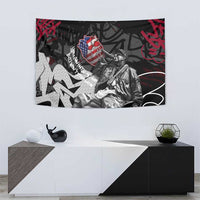 Hip Hop Graffiti Tapestry with Rapper Portrait and American Flag Street Art - Wonder Print Shop