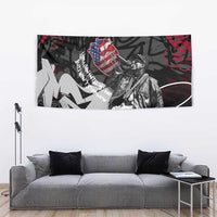 Hip Hop Graffiti Tapestry with Rapper Portrait and American Flag Street Art - Wonder Print Shop