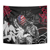 Hip Hop Graffiti Tapestry with Rapper Portrait and American Flag Street Art - Wonder Print Shop