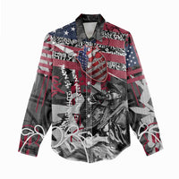 Hip Hop Graffiti Women Casual Shirt with Rapper Portrait and American Flag Street Art - Wonder Print Shop