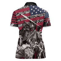 Hip Hop Graffiti Women Polo Shirt with Rapper Portrait and American Flag Street Art - Wonder Print Shop