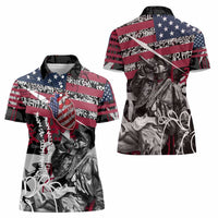 Hip Hop Graffiti Women Polo Shirt with Rapper Portrait and American Flag Street Art - Wonder Print Shop