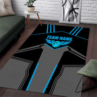 Custom Bowling Team Area Rug with Blue Bowling Pin Heartbeat Graphic and Winged Emblem - Wonder Print Shop