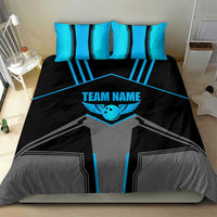 Custom Bowling Team Bedding Set with Blue Bowling Pin Heartbeat Graphic and Winged Emblem - Wonder Print Shop