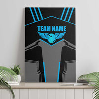 Custom Bowling Team Canvas Wall Art with Blue Bowling Pin Heartbeat Graphic and Winged Emblem - Wonder Print Shop